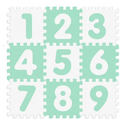 Sunta Puzzle Χαλάκι Δαπέδου Αντιβακτηριδιακό με Αριθμούς 30x30cm 9 Τεμαχίων για Μωρά και Παιδιά 10+ Μηνών Λευκό/Πράσινο