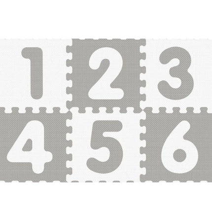 Sunta Puzzle Χαλάκι Δαπέδου Αντιβακτηριδιακό με Αριθμούς 30x30cm 9 Τεμαχίων για Μωρά και Παιδιά 10+ Μηνών Λευκό/Γκρίζο