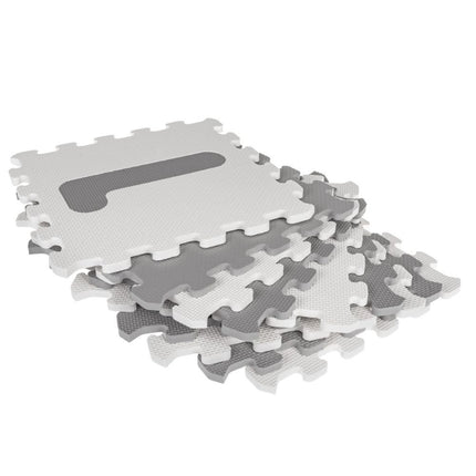 Sunta Puzzle Χαλάκι Δαπέδου Αντιβακτηριδιακό με Αριθμούς 30x30cm 9 Τεμαχίων για Μωρά και Παιδιά 10+ Μηνών Λευκό/Γκρίζο