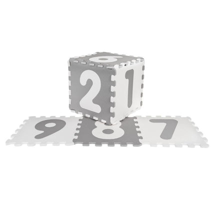 Sunta Puzzle Χαλάκι Δαπέδου Αντιβακτηριδιακό με Αριθμούς 30x30cm 9 Τεμαχίων για Μωρά και Παιδιά 10+ Μηνών Λευκό/Γκρίζο