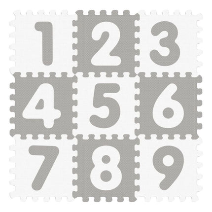 Sunta Puzzle Χαλάκι Δαπέδου Αντιβακτηριδιακό με Αριθμούς 30x30cm 9 Τεμαχίων για Μωρά και Παιδιά 10+ Μηνών Λευκό/Γκρίζο