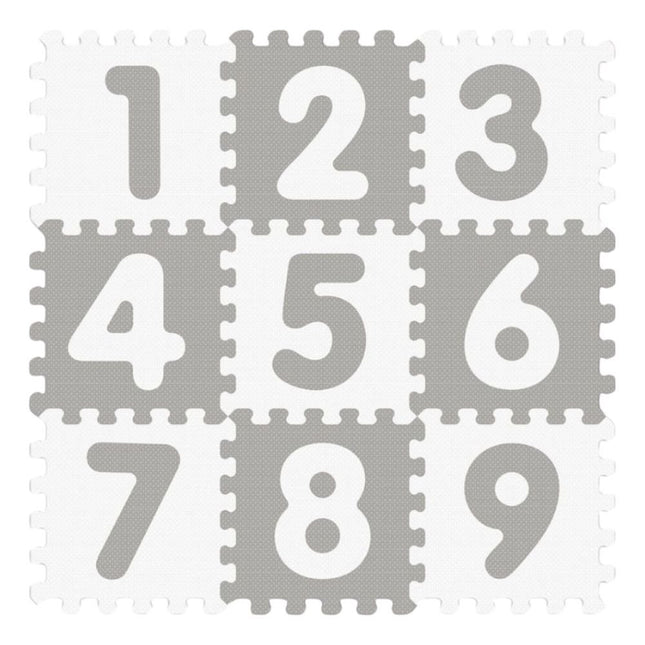 Sunta Puzzle Χαλάκι Δαπέδου Αντιβακτηριδιακό με Αριθμούς 30x30cm 9 Τεμαχίων για Μωρά και Παιδιά 10+ Μηνών Λευκό/Γκρίζο