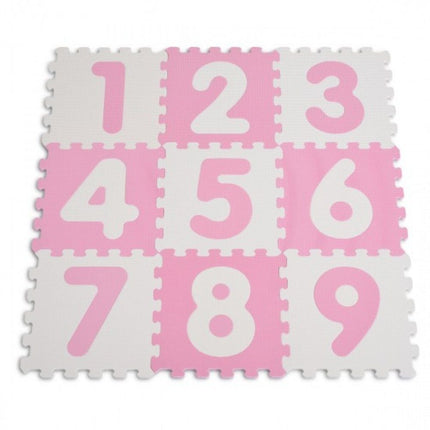 Sunta Puzzle Χαλάκι Δαπέδου Αντιβακτηριδιακό με Αριθμούς 30x30cm 9 Τεμαχίων για Μωρά και Παιδιά 10+ Μηνών Ροζ/Λευκό