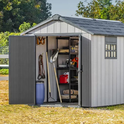 KETER Oakland Εξωτερική Πλαστική Αποθήκη Κήπου 7.5x11ft με Διπλό Τοίχωμα, Δάπεδο, 2 Παράθυρα & Φεγγίτη 230 x 324 x 242 cm