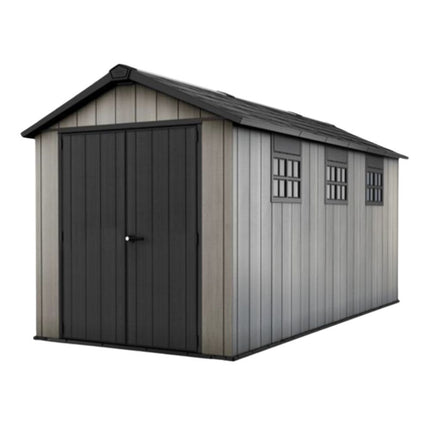 KETER Oakland Αποθήκη Κήπου 7.5x15ft με Ενσωματομένο Δάπεδο, Φεγγίτη, 3 Παράθυρα & Σετ Επέκτασης 242 x 230 x 126 cm
