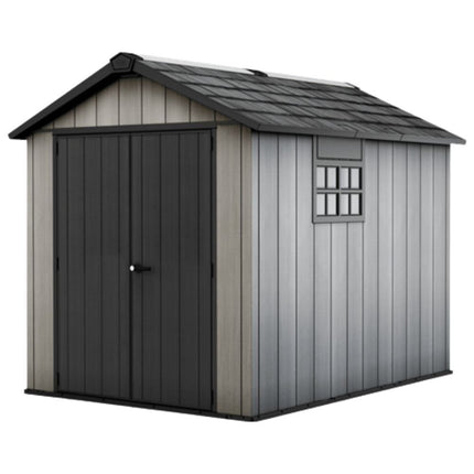 KETER Oakland 7.5x9ft Αποθήκη Κήπου 287 x 229 x 242 cm,  Ρητινώδης Κατασκευή με Ξύλινη Όψη, Παράθυρο &amp; Δάπεδο