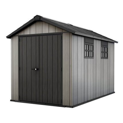 KETER Oakland Εξωτερική Πλαστική Αποθήκη Κήπου 7.5x11ft με Διπλό Τοίχωμα, Δάπεδο, 2 Παράθυρα & Φεγγίτη 230 x 324 x 242 cm