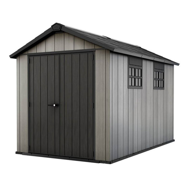 KETER Oakland Εξωτερική Πλαστική Αποθήκη Κήπου 7.5x11ft με Διπλό Τοίχωμα, Δάπεδο, 2 Παράθυρα & Φεγγίτη 230 x 324 x 242 cm