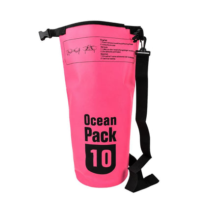 Ocean Pack Αδιάβροχος Σάκος 10L με Roll-Top Κλείσιμο και Ιμάντα Ώμου Ροζ