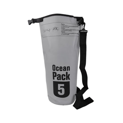 Ocean Pack Αδιάβροχος Σάκος 5L με Roll-Top Κλείσιμο και Ιμάντα Ώμου Γκρι