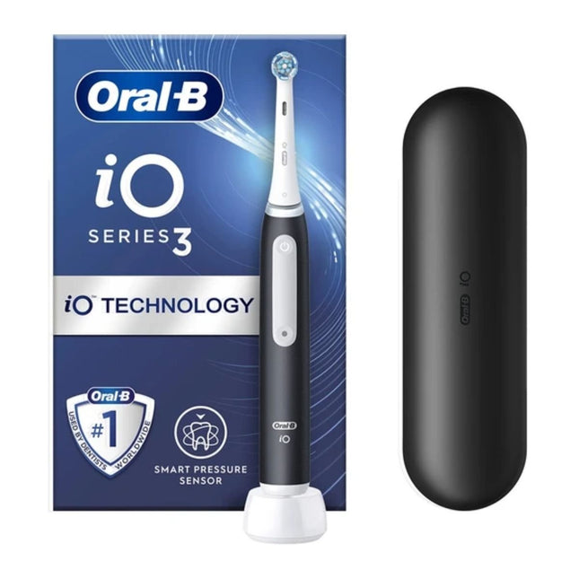 Oral-B iO Series 3 Magnetic Black Ηλεκτρική Οδοντόβουρτσα με 3 Λειτουργίες, Αισθητήρας Πίεσης & Θήκη Ταξιδιού Μαύρο