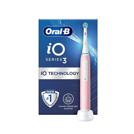 Oral-B iO Series 3 Επαναφορτιζόμενη Ηλεκτρική Οδοντόβουρτσα Magnetic με 3 Λειτουργίες Καθαρισμού & Έξυπνο Αισθητήρα Πίεσης, Ροζ
