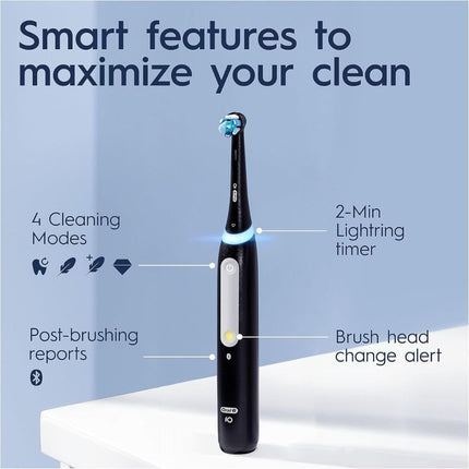 ORAL-B iO4 Ηλεκτρική Οδοντόβουρτσα Μαύρη με 4 Λειτουργίες Καθαρισμού και Θήκη Ταξιδίου