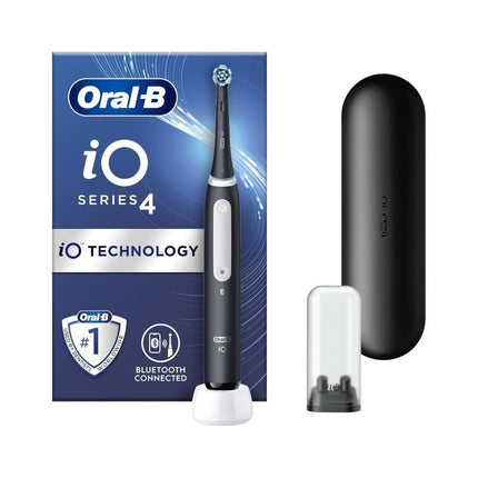 ORAL-B iO4 Ηλεκτρική Οδοντόβουρτσα Μαύρη με 4 Λειτουργίες Καθαρισμού και Θήκη Ταξιδίου