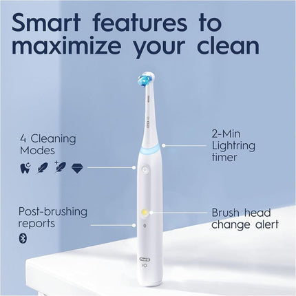 ORAL-B iO4 Ηλεκτρική Οδοντόβουρτσα Λευκή με 4 Λειτουργίες Καθαρισμού και Θήκη Ταξιδίου