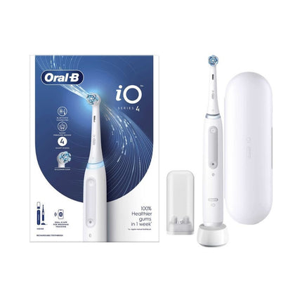 ORAL-B iO4 Ηλεκτρική Οδοντόβουρτσα Λευκή με 4 Λειτουργίες Καθαρισμού και Θήκη Ταξιδίου