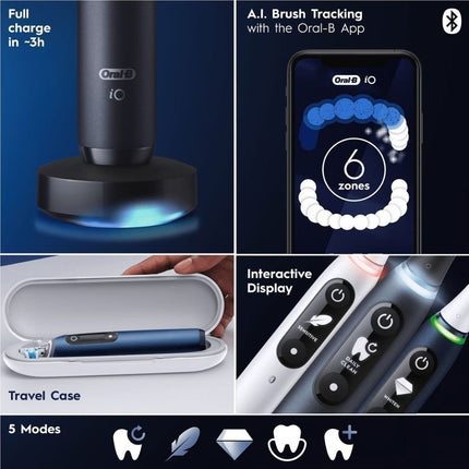 ORAL-B iO7 Ηλεκτρική Οδοντόβουρτσα Μαύρη &amp; Λευκή – Σετ Διπλής Συσκευασίας με 5 Λειτουργίες Καθαρισμού και Έξυπνο Αισθητήρα Πίεσης