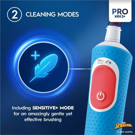 Oral-B Vitality Pro Kids, Παιδική Ηλεκτρική Οδοντόβουρτσα με Απαλό Καθαρισμό &amp; Αυτοκόλλητα Spiderman