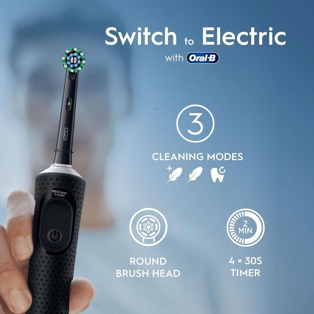 ORAL-B Vitality Pro Ηλεκτρική Επαναφορτιζόμενη Οδοντόβουρτσα με 3 Λειτουργίες, Αδιάβροχη και Χρονόμετρο Μαύρο