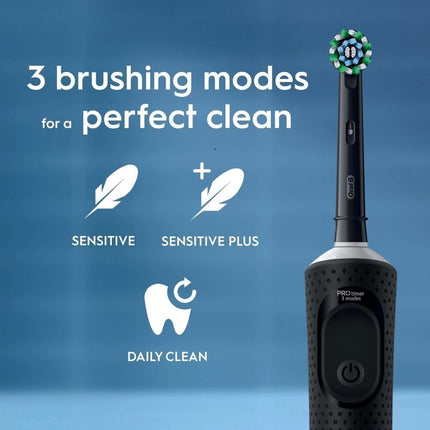ORAL-B Vitality Pro Ηλεκτρική Επαναφορτιζόμενη Οδοντόβουρτσα με 3 Λειτουργίες, Αδιάβροχη και Χρονόμετρο Μαύρο