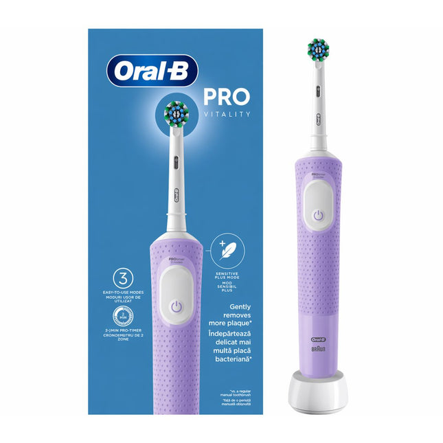 ORAL-B Vitality Pro Ηλεκτρική Επαναφορτιζόμενη Οδοντόβουρτσα με 3 Λειτουργίες, Αδιάβροχη και Χρονόμετρο Μωβ