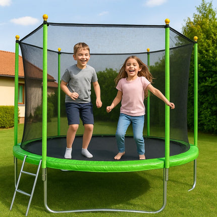 OZZY Τραμπολίνο Παιδικό 8FT με Δίχτυ Ασφαλείας, Σκάλα & Αντοχή έως 100kg για Ηλικίες 6+ Ετών