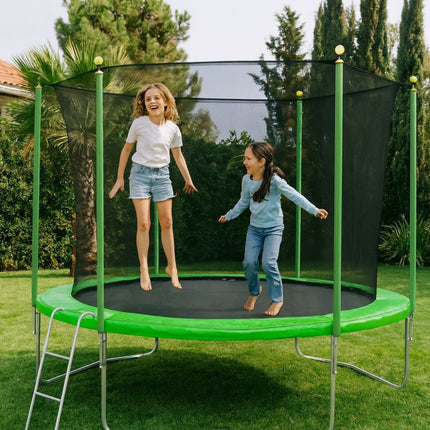 OZZY Τραμπολίνο Παιδικό 8FT με Δίχτυ Ασφαλείας, Σκάλα & Αντοχή έως 100kg για Ηλικίες 6+ Ετών