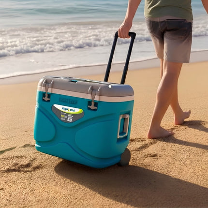 Παγωνιέρα Τρόλεϊ 45L με Ρόδες, Λαβές Μεταφοράς και Ενσωματωμένες Θήκες Ποτηριών Γαλάζιο