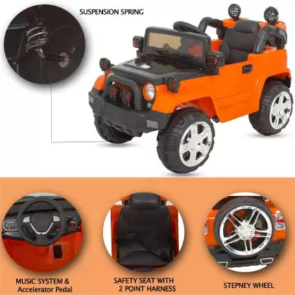 Ηλεκτροκίνητο Αυτοκίνητο Jeep 4×4 12V με Τηλεχειριστήριο & LED Φώτα σε 3 Διαφορετικά Χρώματα, 3+ Ετών