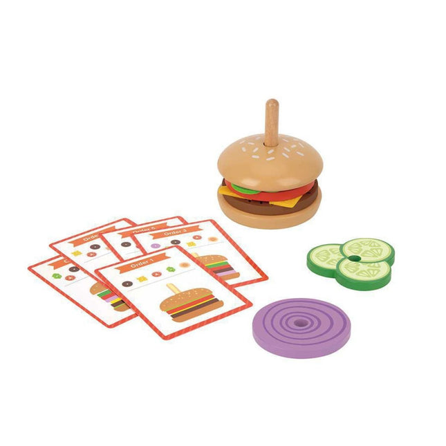 Tooky Toy Ξύλινο Παιχνίδι Εκμάθησης “Making A Burger” με Κάρτες Μενού TH844 3+ Ετών