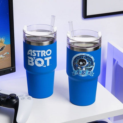 Paladone Astro Bot Gamer Cup Ποτήρι Ταξιδιού 600ml από Ανοξείδωτο Ατσάλι με Καλαμάκι Μπλε