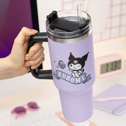 Paladone Sanrio Kuromi Insulated Cup 900ml με Καλαμάκι, Χερούλι & Multi-Way Καπάκι PP14604KUR Μωβ
