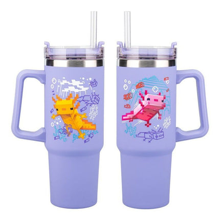 Paladone Minecraft Gamer Cup 900ml Μονωμένο Ποτήρι με Καλαμάκι & Χερούλι Μωβ