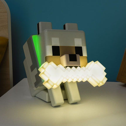 Paladone Minecraft Wolf GloBuddies Φωτιστικό Νυκτός 14.3cm με Φωτιζόμενο Κόκαλο & Κολάρο