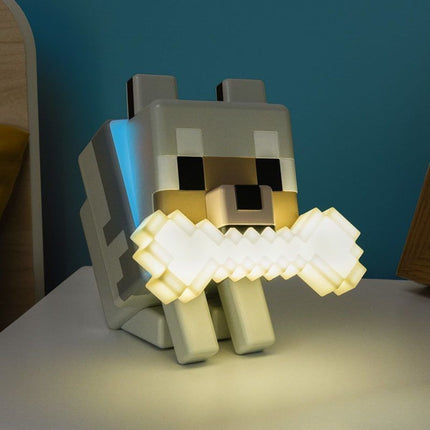 Paladone Minecraft Wolf GloBuddies Φωτιστικό Νυκτός 14.3cm με Φωτιζόμενο Κόκαλο & Κολάρο