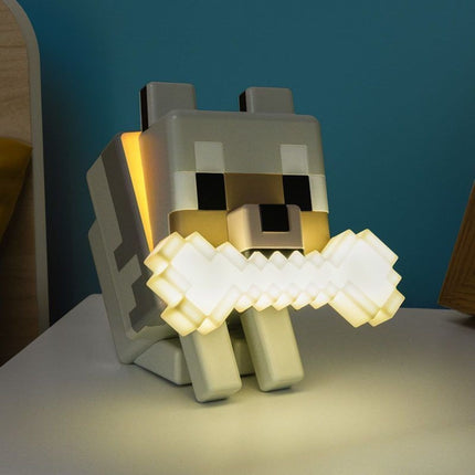 Paladone Minecraft Wolf GloBuddies Φωτιστικό Νυκτός 14.3cm με Φωτιζόμενο Κόκαλο & Κολάρο