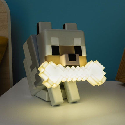 Paladone Minecraft Wolf GloBuddies Φωτιστικό Νυκτός 14.3cm με Φωτιζόμενο Κόκαλο & Κολάρο