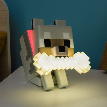 Paladone Minecraft Wolf GloBuddies Φωτιστικό Νυκτός 14.3cm με Φωτιζόμενο Κόκαλο & Κολάρο