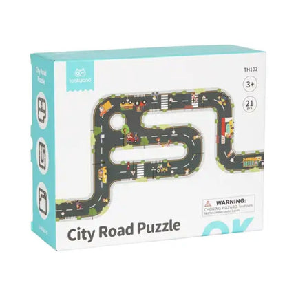 Tooky Toy Ξύλινο Εκπαιδευτικό Puzzle Αυτοκινητόδρομος 20 Τεμάχια TH103 3+ Ετών