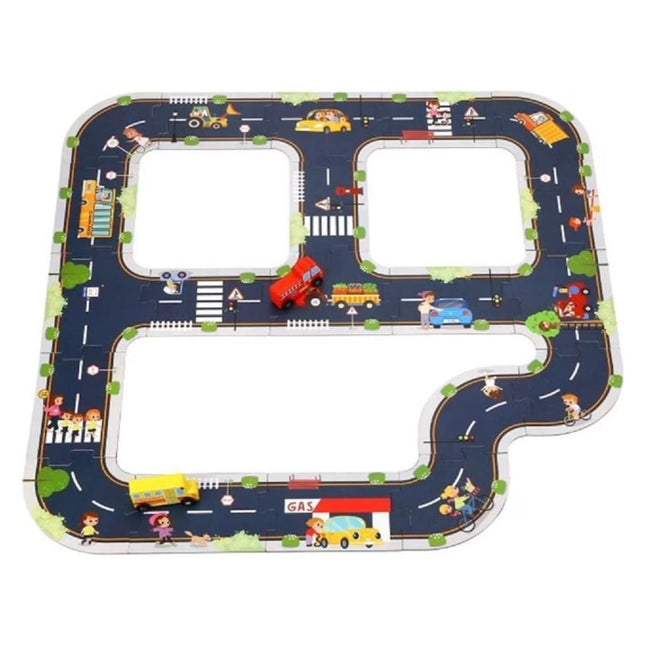 Tooky Toy Ξύλινο Εκπαιδευτικό Puzzle Αυτοκινητόδρομος 20 Τεμάχια TH103 3+ Ετών