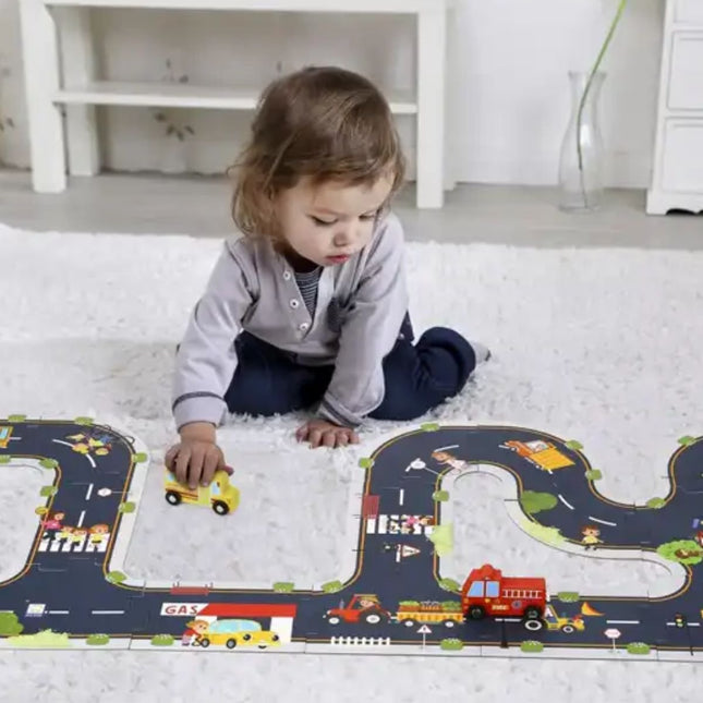 Tooky Toy Ξύλινο Εκπαιδευτικό Puzzle Αυτοκινητόδρομος 20 Τεμάχια TH103 3+ Ετών