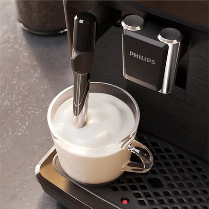 PHILIPS 1200 Series Αυτόματη Μηχανή Espresso 1500W 15 Bar, Μύλος Άλεσης 100% Κεραμικός με 12 Ρυθμίσεις, Classic Milk Frother & AquaClean EP1220/00, Μαύρο