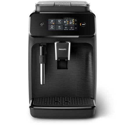 PHILIPS 1200 Series Αυτόματη Μηχανή Espresso 1500W 15 Bar, Μύλος Άλεσης 100% Κεραμικός με 12 Ρυθμίσεις, Classic Milk Frother & AquaClean EP1220/00, Μαύρο