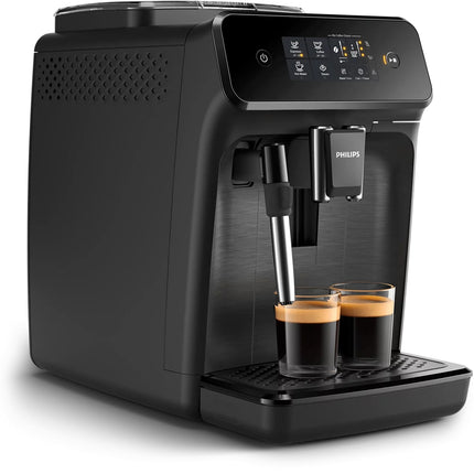PHILIPS 1200 Series Αυτόματη Μηχανή Espresso 1500W 15 Bar, Μύλος Άλεσης 100% Κεραμικός με 12 Ρυθμίσεις, Classic Milk Frother & AquaClean EP1220/00, Μαύρο