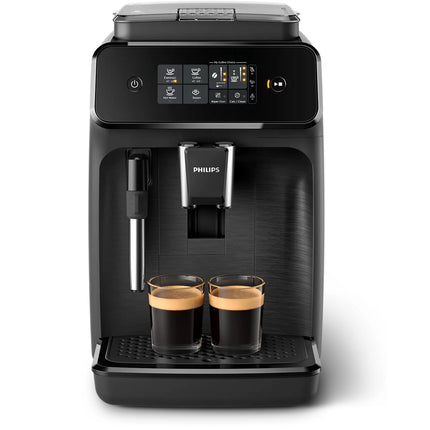 PHILIPS 1200 Series Αυτόματη Μηχανή Espresso 1500W 15 Bar, Μύλος Άλεσης 100% Κεραμικός με 12 Ρυθμίσεις, Classic Milk Frother & AquaClean EP1220/00, Μαύρο