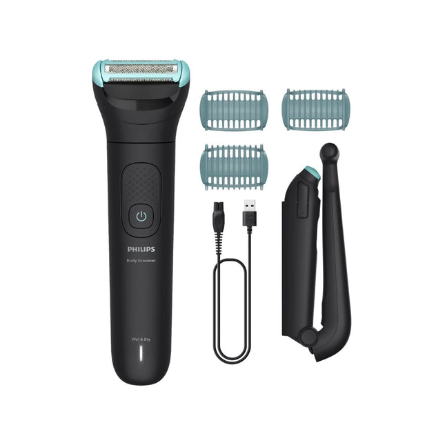 Philips Bodygroom Series 5000 Επαναφορτιζόμενη Αδιάβροχη Ξυριστική & Τρίμερ Σώματος με Τριπλή Προστασία, 3 Κουμπωτές Χτένες, Εξάρτημα Πλάτης και Αυτονομία έως 100 Λεπτά BG5475/15