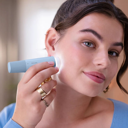 Philips Facial Hair Remover Series 5000 Συσκευή Αποτρίχωσης Προσώπου με Κυκλικό Φωτισμό & Αυτοακονιζόμενες Λεπίδες για Απαλό και Λείο Δέρμα με Υποαλλεργικό Πλέγμα BRR484/00 Μπλε