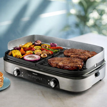 Philips Series 5000 Ηλεκτρική Γκριλιέρα Επαφής 2400W με 2 Ζώνες Θέρμανσης και Αναστρέψιμες Πλάκες Maifan HD6222/90
