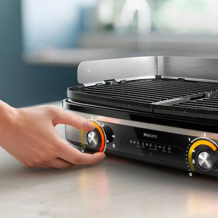 Philips Series 5000 Ηλεκτρική Γκριλιέρα Επαφής 2400W με 2 Ζώνες Θέρμανσης και Αναστρέψιμες Πλάκες Maifan HD6222/90