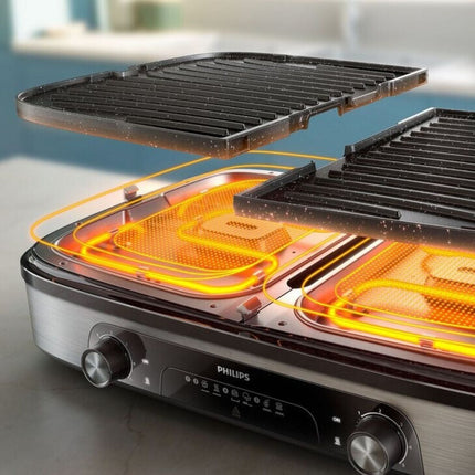 Philips Series 5000 Ηλεκτρική Γκριλιέρα Επαφής 2400W με 2 Ζώνες Θέρμανσης και Αναστρέψιμες Πλάκες Maifan HD6222/90